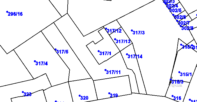 Parcela st. 317/1 v KÚ Ostopovice, Katastrální mapa