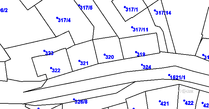 Parcela st. 320 v KÚ Ostopovice, Katastrální mapa