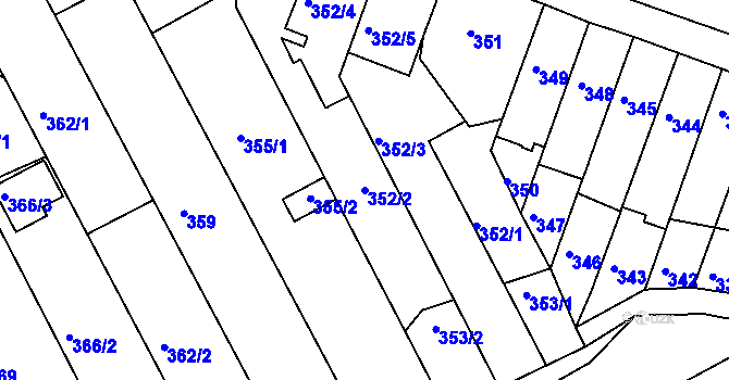 Parcela st. 352/2 v KÚ Ostopovice, Katastrální mapa
