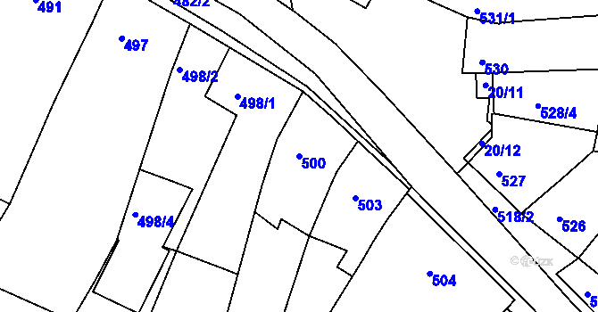 Parcela st. 500 v KÚ Ostopovice, Katastrální mapa