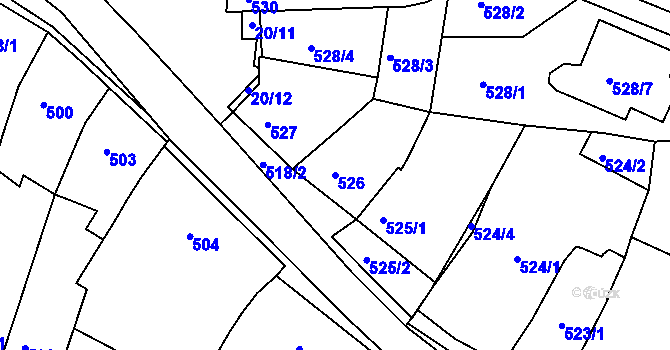 Parcela st. 526 v KÚ Ostopovice, Katastrální mapa