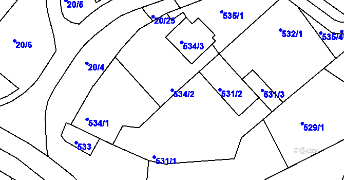 Parcela st. 534/2 v KÚ Ostopovice, Katastrální mapa