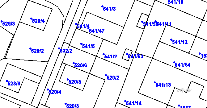 Parcela st. 541/2 v KÚ Ostopovice, Katastrální mapa