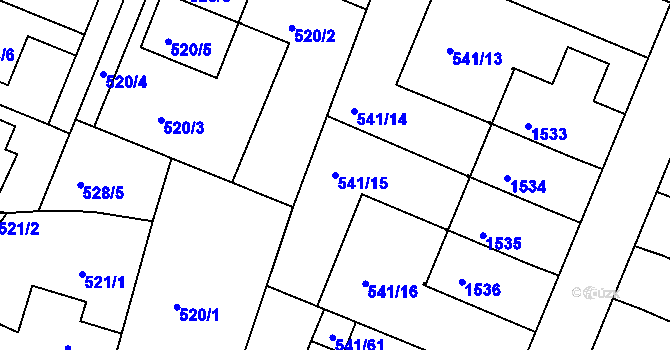 Parcela st. 541/15 v KÚ Ostopovice, Katastrální mapa