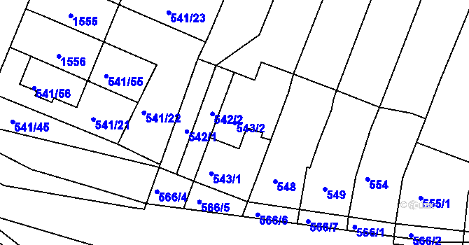 Parcela st. 543/2 v KÚ Ostopovice, Katastrální mapa