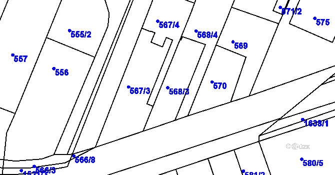 Parcela st. 568/3 v KÚ Ostopovice, Katastrální mapa