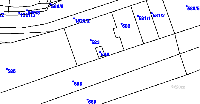 Parcela st. 584 v KÚ Ostopovice, Katastrální mapa