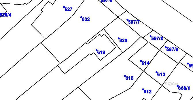 Parcela st. 619 v KÚ Ostopovice, Katastrální mapa