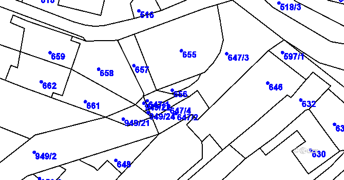 Parcela st. 656 v KÚ Ostopovice, Katastrální mapa