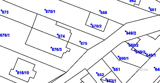 Parcela st. 675 v KÚ Ostopovice, Katastrální mapa