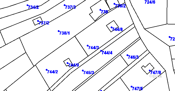 Parcela st. 744/3 v KÚ Ostopovice, Katastrální mapa