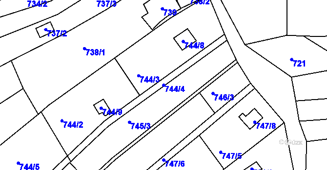 Parcela st. 744/4 v KÚ Ostopovice, Katastrální mapa