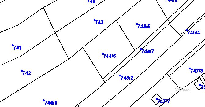 Parcela st. 744/6 v KÚ Ostopovice, Katastrální mapa