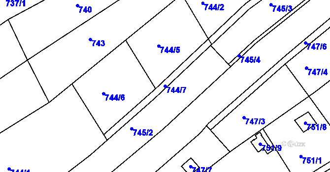 Parcela st. 744/7 v KÚ Ostopovice, Katastrální mapa