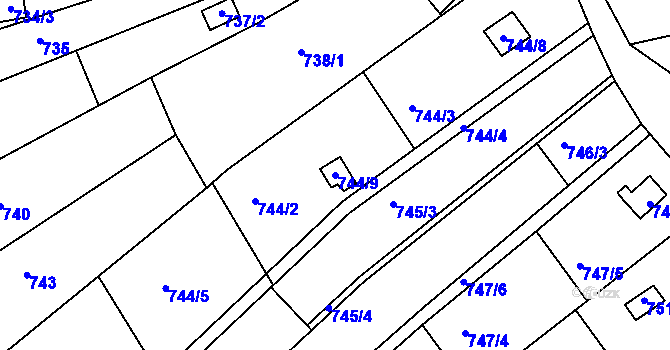 Parcela st. 744/9 v KÚ Ostopovice, Katastrální mapa