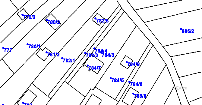 Parcela st. 784/3 v KÚ Ostopovice, Katastrální mapa