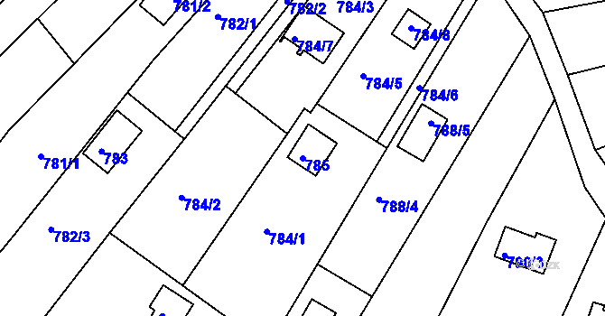 Parcela st. 785 v KÚ Ostopovice, Katastrální mapa