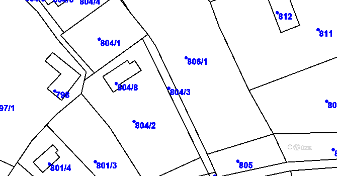 Parcela st. 804/3 v KÚ Ostopovice, Katastrální mapa