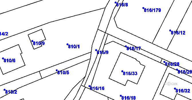 Parcela st. 815/9 v KÚ Ostopovice, Katastrální mapa