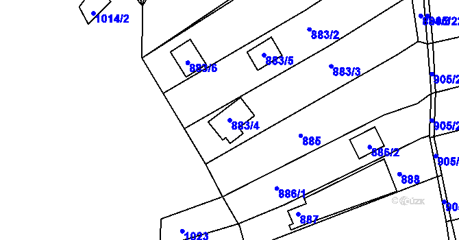 Parcela st. 883/4 v KÚ Ostopovice, Katastrální mapa