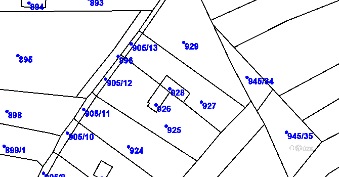 Parcela st. 928 v KÚ Ostopovice, Katastrální mapa