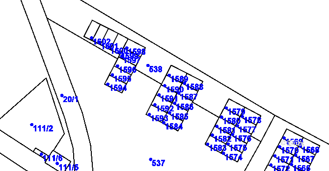 Parcela st. 1590 v KÚ Ostopovice, Katastrální mapa