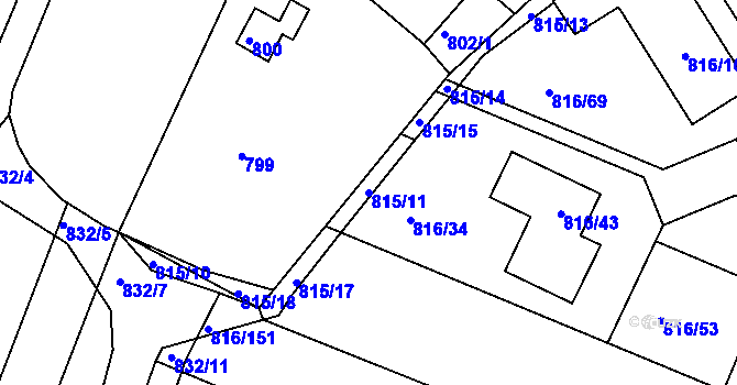 Parcela st. 815/11 v KÚ Ostopovice, Katastrální mapa
