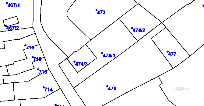 Parcela st. 474/1 v KÚ Ostopovice, Katastrální mapa