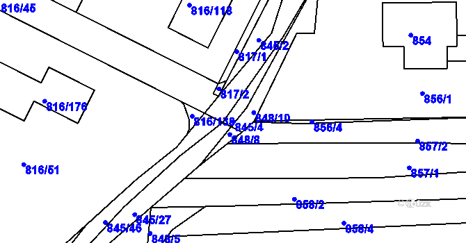 Parcela st. 845/4 v KÚ Ostopovice, Katastrální mapa