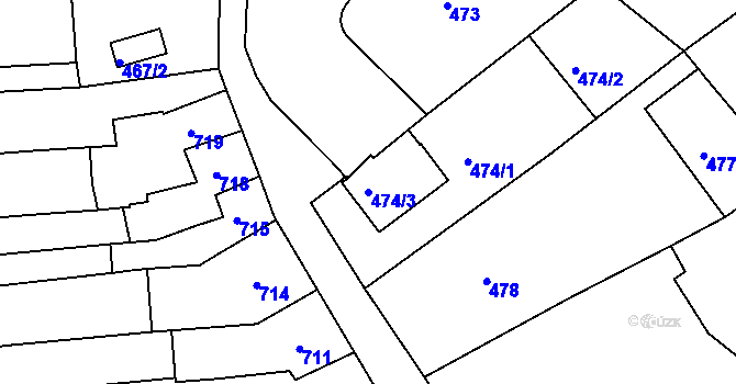 Parcela st. 474/3 v KÚ Ostopovice, Katastrální mapa