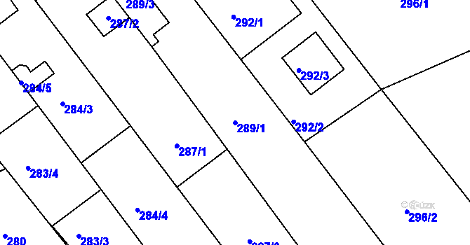Parcela st. 289/1 v KÚ Ostopovice, Katastrální mapa