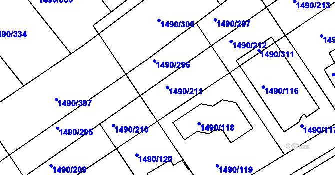 Parcela st. 1490/211 v KÚ Ostopovice, Katastrální mapa