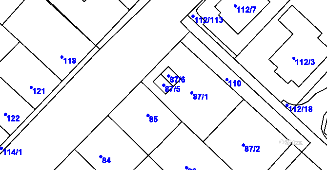 Parcela st. 87/5 v KÚ Ostopovice, Katastrální mapa