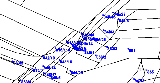 Parcela st. 845/12 v KÚ Ostopovice, Katastrální mapa