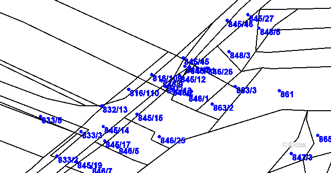 Parcela st. 845/13 v KÚ Ostopovice, Katastrální mapa