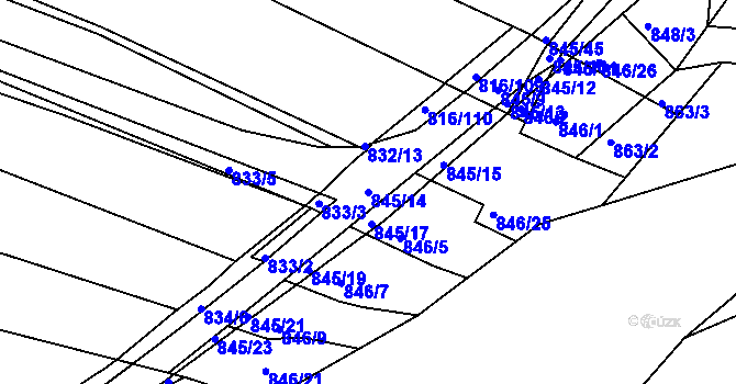 Parcela st. 845/14 v KÚ Ostopovice, Katastrální mapa