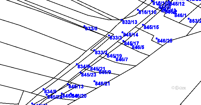 Parcela st. 845/18 v KÚ Ostopovice, Katastrální mapa
