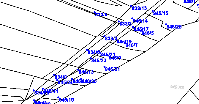Parcela st. 845/21 v KÚ Ostopovice, Katastrální mapa