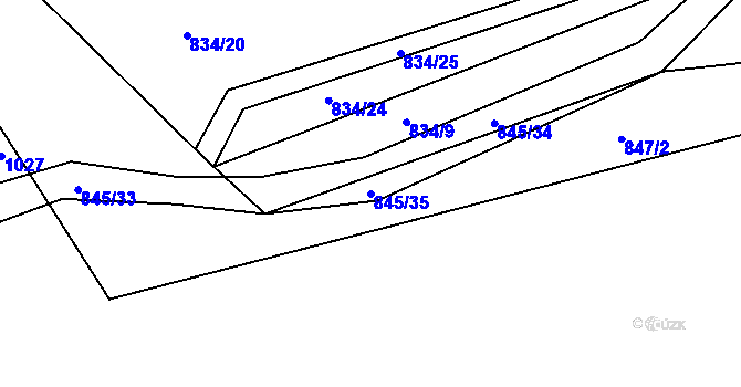 Parcela st. 845/35 v KÚ Ostopovice, Katastrální mapa