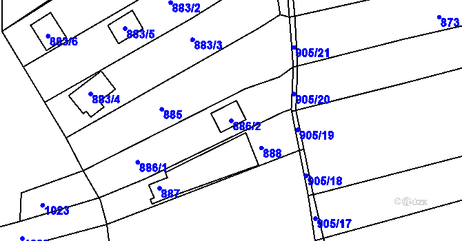 Parcela st. 886/2 v KÚ Ostopovice, Katastrální mapa