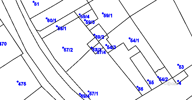 Parcela st. 57/4 v KÚ Ostopovice, Katastrální mapa