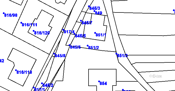 Parcela st. 851/2 v KÚ Ostopovice, Katastrální mapa