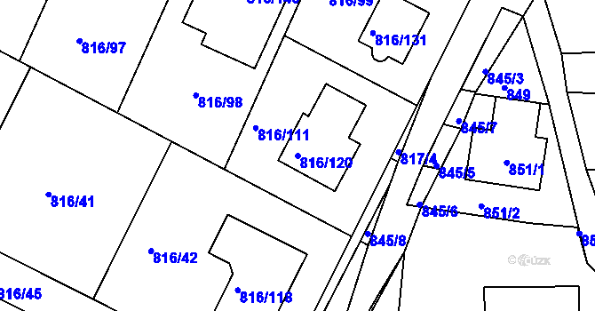 Parcela st. 816/120 v KÚ Ostopovice, Katastrální mapa