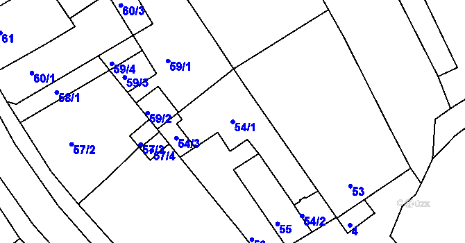 Parcela st. 54/1 v KÚ Ostopovice, Katastrální mapa