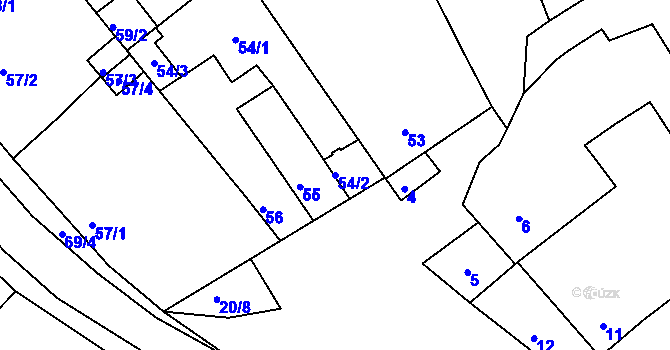 Parcela st. 54/2 v KÚ Ostopovice, Katastrální mapa