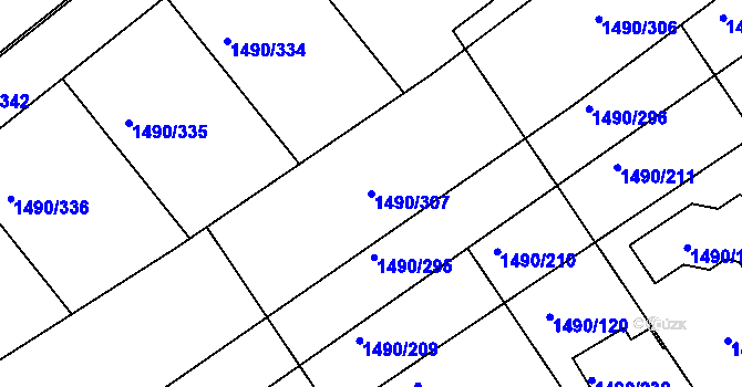 Parcela st. 1490/307 v KÚ Ostopovice, Katastrální mapa