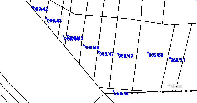 Parcela st. 969/47 v KÚ Ostopovice, Katastrální mapa
