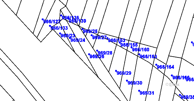 Parcela st. 969/28 v KÚ Ostopovice, Katastrální mapa