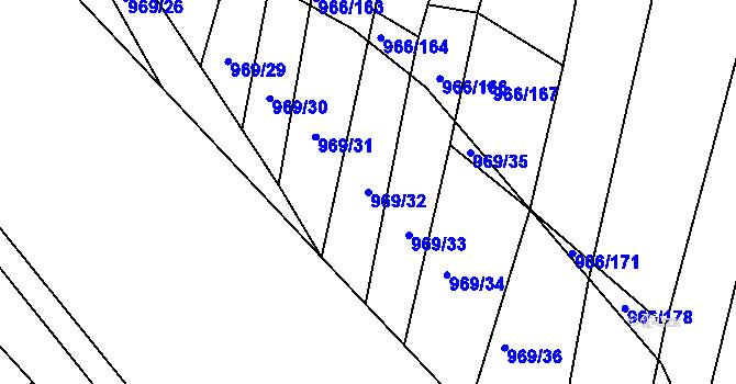 Parcela st. 969/32 v KÚ Ostopovice, Katastrální mapa