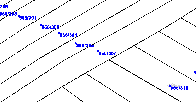 Parcela st. 966/307 v KÚ Ostopovice, Katastrální mapa